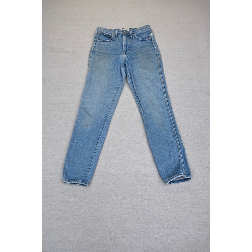 Madewell High Rise Skinny Jeans Womens Light Blue Wash Raw Hem Stretch Denim